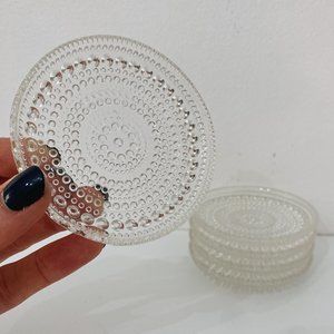 VTG Mid Century Dotted Glass Coasters, Set of 5